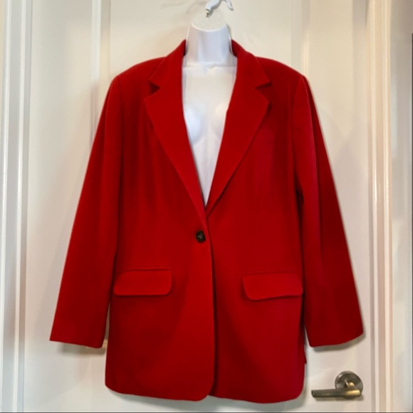 VINTAGE Red Wool Blazer Sports Coat By Sag Harbor - Picture 4 of 13